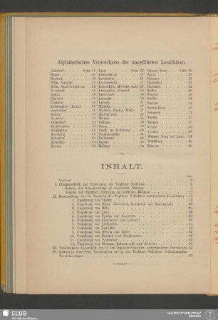 Alphabetisches Verzeichniss der angeführten Localitäten