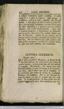 Lettera CCLXXXVII. Signor mio!