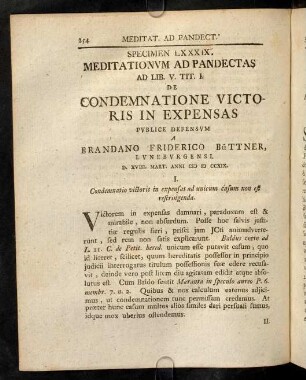 254-266, Sp. 89. De Condemnatione victoris in expensas