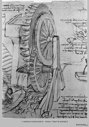 Disegni di macchine et delle arti segrete e altre cose di Leonardo da Vinci raccolti da Pompeo Leoni (Codex atlanticus) : Wasserräder und Wasserwinde