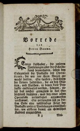 Vorrede des Herrrn Baume.
