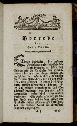 Vorrede des Herrrn Baume.