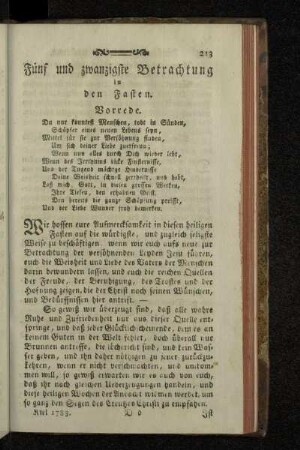 Fünf und zwanzigste Betrachtung in den Fasten.