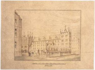 Markt, Lübeck: Perspektivische Ansicht der Südostecke (Variante) (vergl. Inv.Nr. 43628 und 43630) (ohne Maßstab)