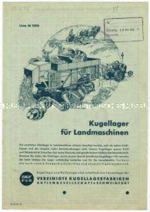 Katalog über Kugellager für Landmaschinen