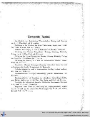 Theologische Facultät.