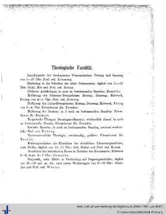 Theologische Facultät.