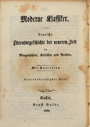 Moderne Klassiker : deutsche Literaturgeschichte der neueren Zeit in Biographien, Kritiken und Proben ; mit Portraits. 39, Adalbert Stifter