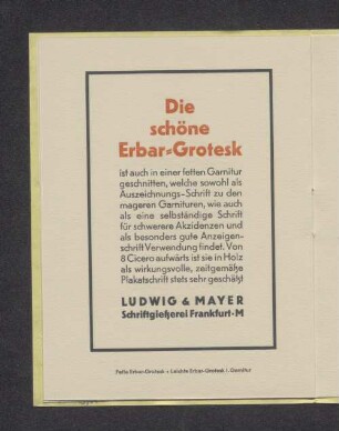 Fette Erbar-Grotesk · Leichte Erbar-Grotesk I. Garnitur
