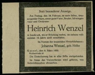 28: Wenzel, Heinrich - Wolf, Johann Kilian (Losch-Kartei)