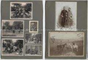 Zwei Blatt aus einem Fotoalbum mit Porträts österreichischer Offiziere