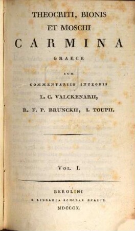 Theocriti, Bionis et Moschi Carmina graece. 1