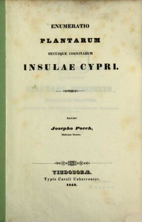 Enumeratio plantarum hucusque cognitarum insulae Cypri