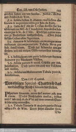 Das LIII. Capitel. Von einigen Special-Charten so das weitläuffigte Reich Chinam vorstellen