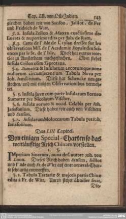 Das LIII. Capitel. Von einigen Special-Charten so das weitläuffigte Reich Chinam vorstellen