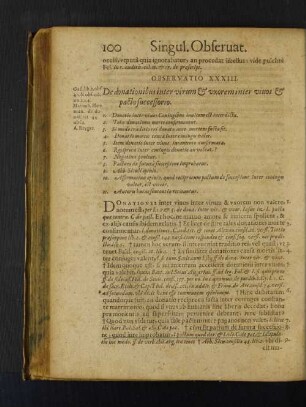 Observatio XXXIII. De donationibus inter virum et uxorem inter vinos et pacto successorio.