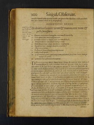 Observatio XXXIII. De donationibus inter virum et uxorem inter vinos et pacto successorio.