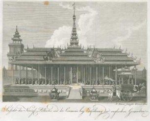 Ansicht des Königl. Pallastes und der Ceremonie bey Einführung des englischen Gesandten