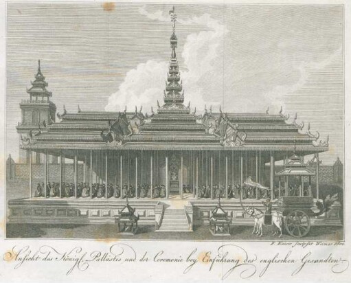 Ansicht des Königl. Pallastes und der Ceremonie bey Einführung des englischen Gesandten