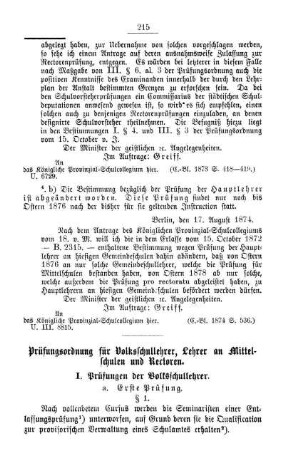 Prüfungsordnung für Volksschullehrer, Lehrer an Mittelschulen und Rectoren.