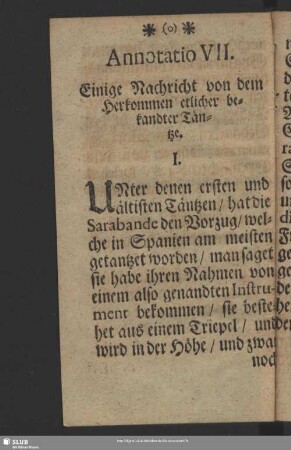 Annotation VII. Einige Nachricht von dem Herkommen etlicher bekandter Täntze