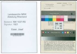 Entnazifizierung Josef Esser , geb. 12.03.1894 (Studienrat)