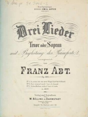Drei Lieder für Tenor oder Sopran mit Begleitung des Pianoforte : op. 603, 3. Schwälbchen woher?