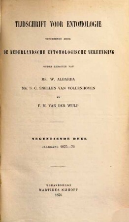 Tijdschrift voor entomologie. 19. 1875/76 (1876)
