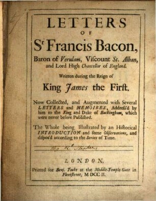 Letters ... written during the reign of James I.