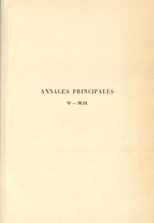 Annales principales V - XII