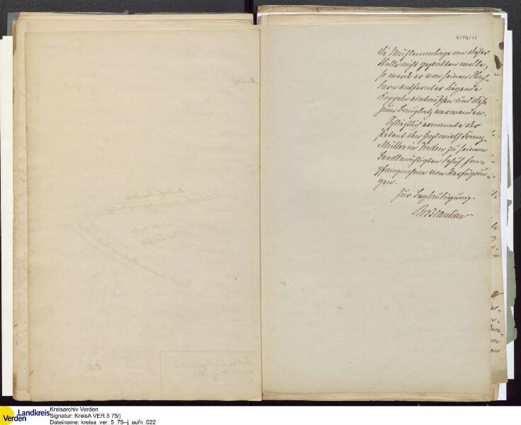 Von W. Fehsenfeld (Blender, Morsum) 1863 beantragte Wind- und Dampf-Kornmühle an der Straße zwischen Amedorf und Oiste; V.