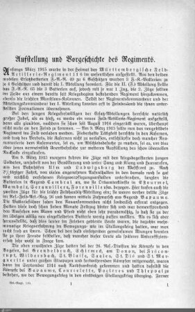 Aufstellung und Vorgeschichte des Regiments.