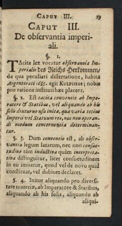 Caput III. De observantia imperiali.