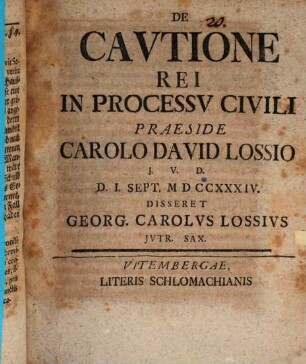 De cautione rei in processu civili