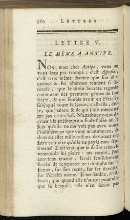 Lettre V. Le Même a Antipe. - Lettre VIII. Le Même a Adymante.