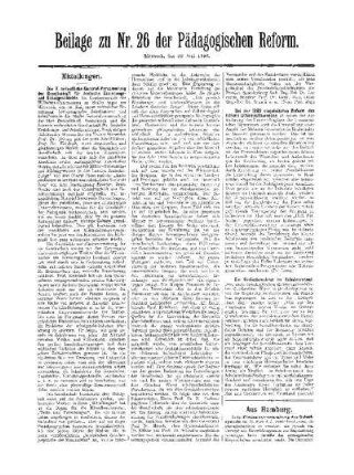 Mitteilungen : Beilage zu Nr. 26 der Pädagogischen Reform