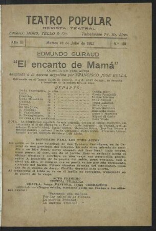 3.1921=Nr. 88: El encanto de mamá : comedia en tres actos
