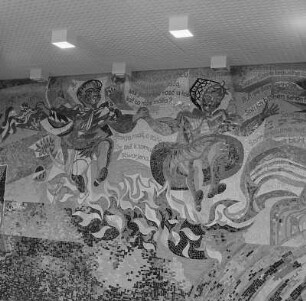 Mosaikbild in der Gaststätte des Centrum-Warenhauses in Hoyerswerda : Mozaik w hosćencu kupnicy Centrum we Wojerecach : Hoyerswerda / Wojerecy