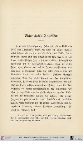 Victor Hehn's Reisebilder
