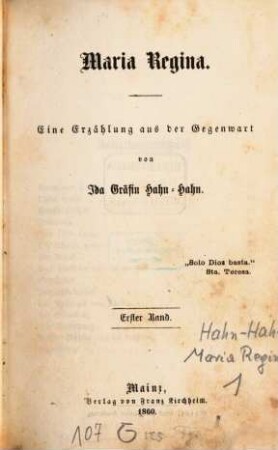 Maria Regina : eine Erzählung aus der Gegenwart, 1