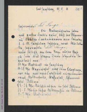 Brief von Marie Franke an Helene Lange