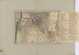 Die Belagerung der Vestung Kolberg, ca. 1:10 000, kolor. Kupferst. 1776 : Die Belagerung der Vestung Colberg : von 3ten. bis 31ten. Octbr. 1758 / C. G. Nestler sculps. Dresdae. - [Ca. 1:10 000]. - [Freiberg] , [1776]. - 1 Kt. : kolor. Kupferst. ; 44 x 32 cm