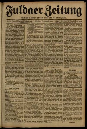 Ausgabe vom Montag, den 22. August 1921.
