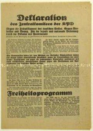 Flugschrift der KPD gegen den Young-Plan und Aufruf zur Unterstützung