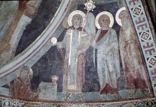 Thronende Muttergottes, umgeben von Heiligen