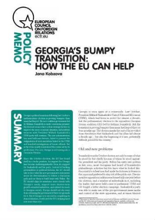 Georgia's bumpy transition : how the EU can help