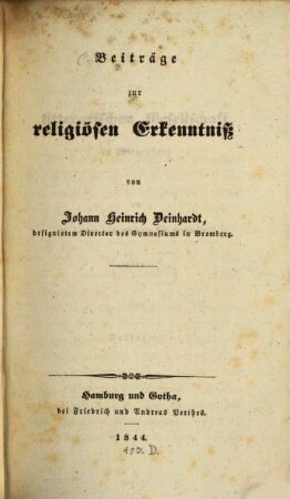 Beiträge zur religiösen Erkenntniß