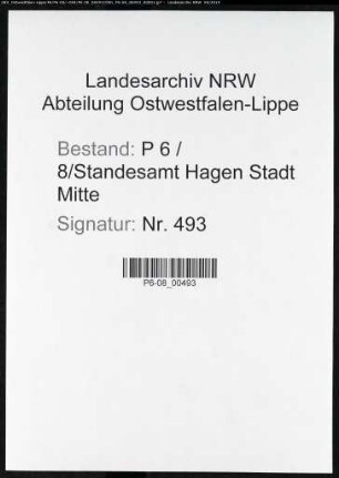 Sterberegister Standesamt Hagen-Mitte