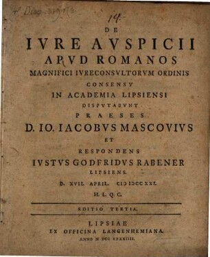 De Ivre Avspicii Apvd Romanos