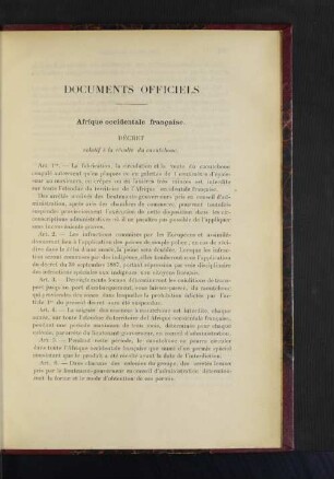 Documents Officiels.